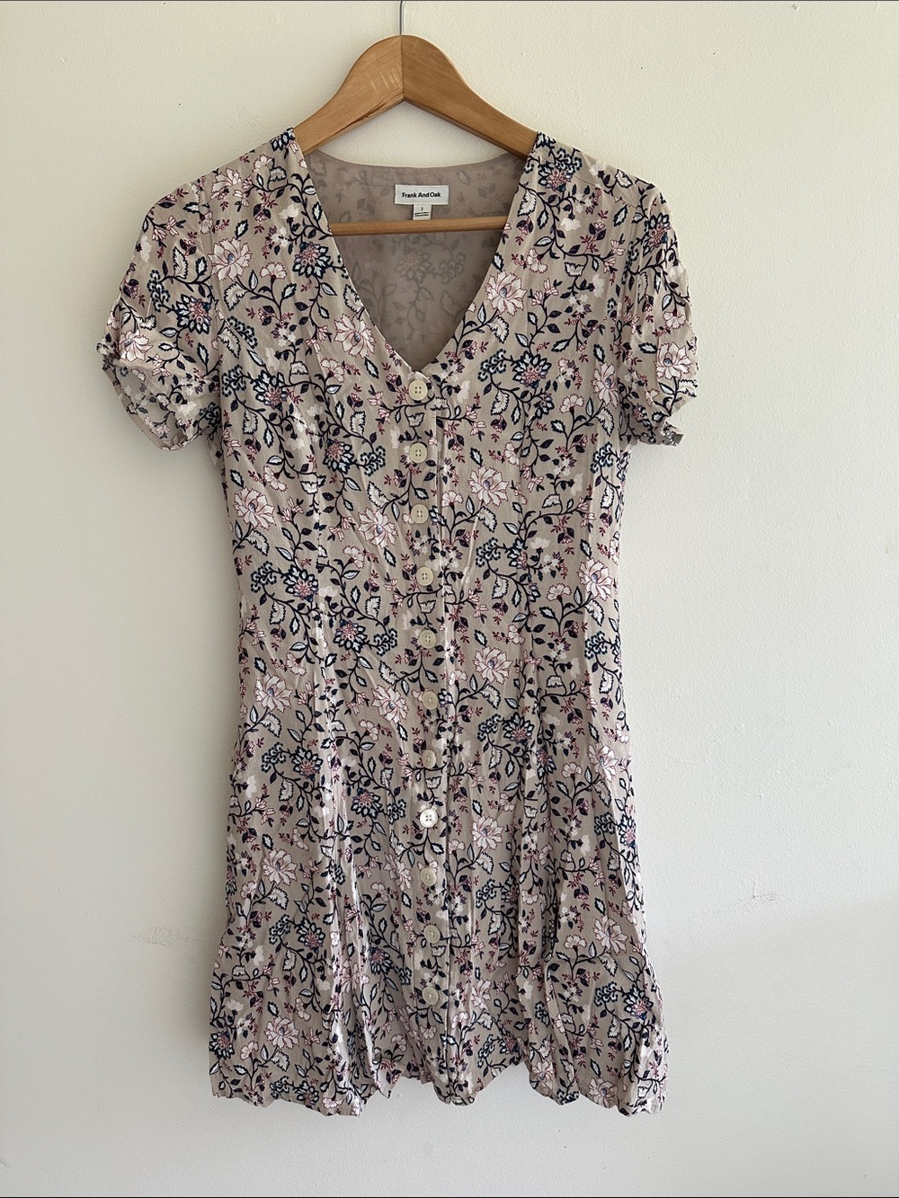 Frank & Oak Floral Button-Front Mini Dress